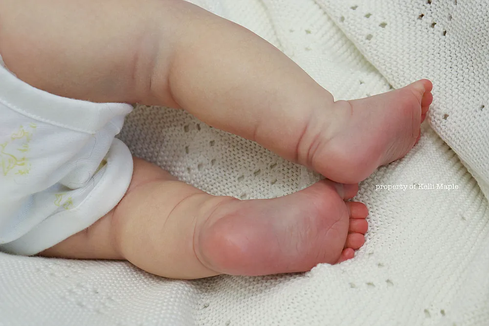 Ellie prototype reborn baby doll blue glass eyes photography